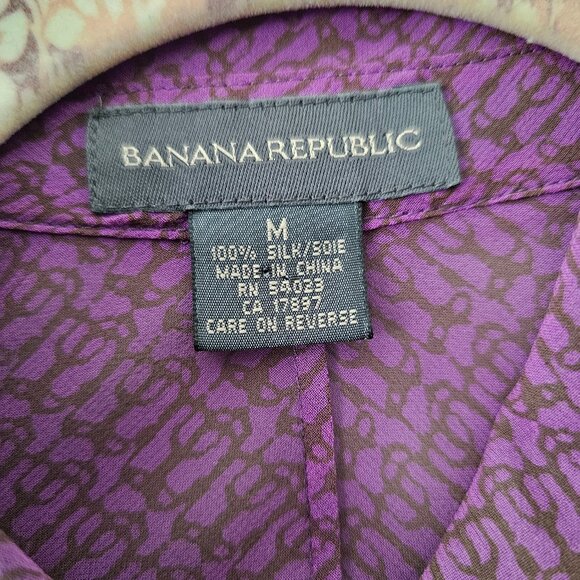 Vintage Banana Republic Sheer Purple Silk Blouse Size M - Picture 3 of 3